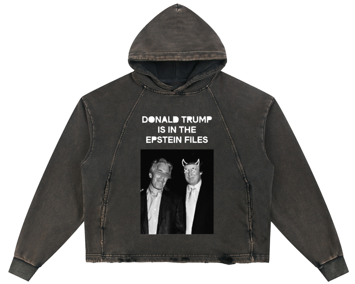 Vintage Washed Frayed-Hem Hoodie